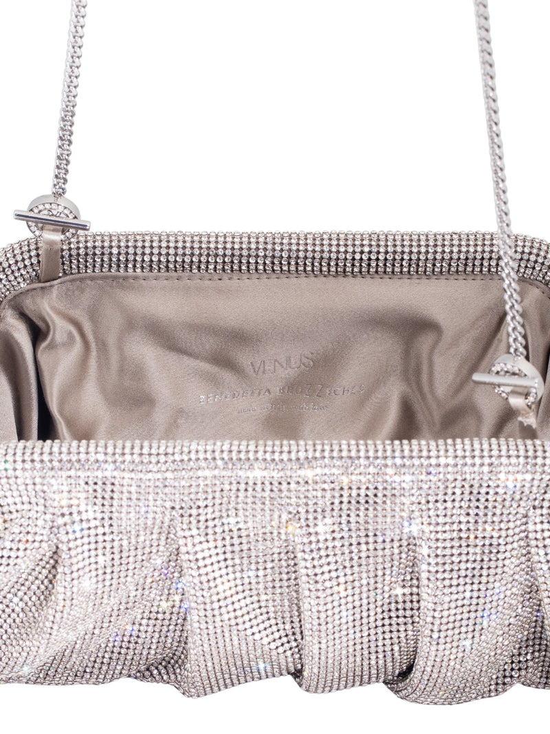 Benedetta Bruzziches Clutch — Silver Aluminum Mesh; Crystals