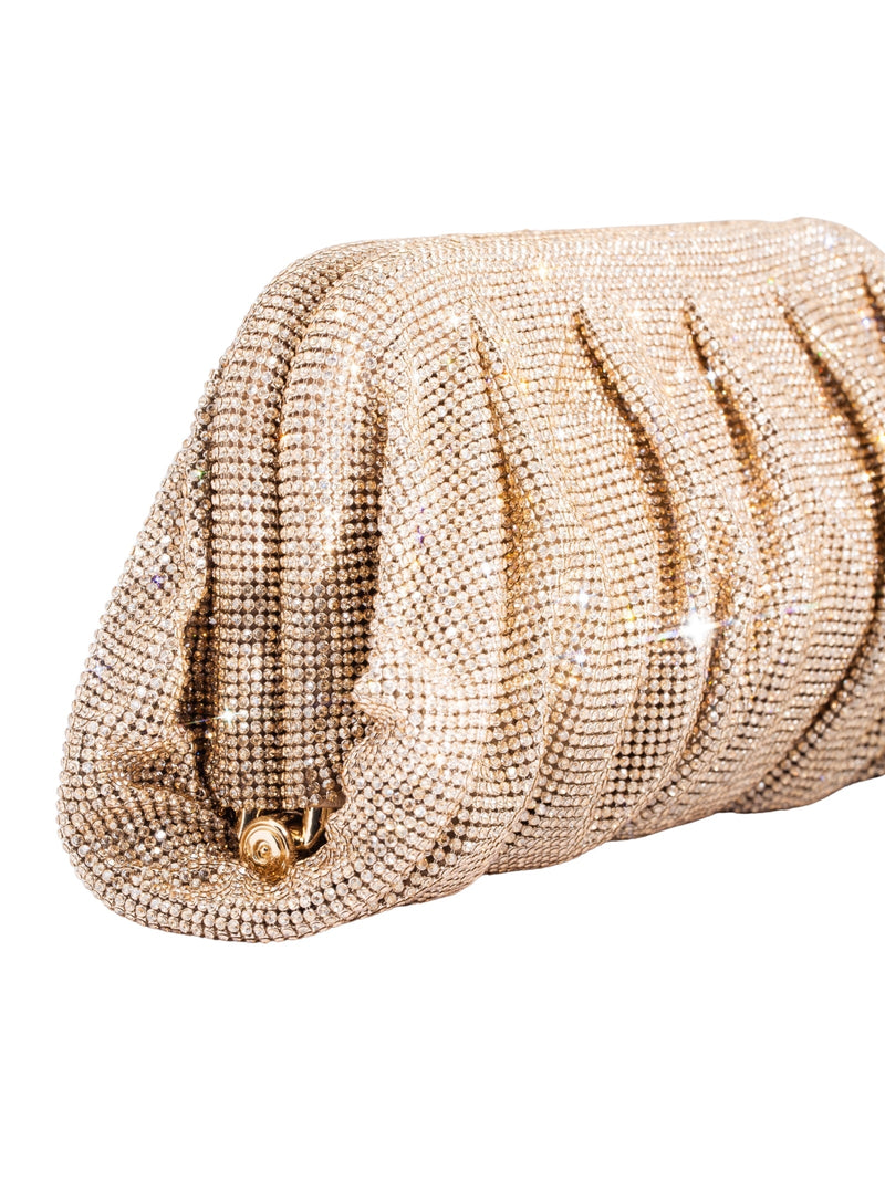 Benedetta Bruzziches Crystal-Embellished Mesh Clutch — Gold Aluminium Mesh; Crystals