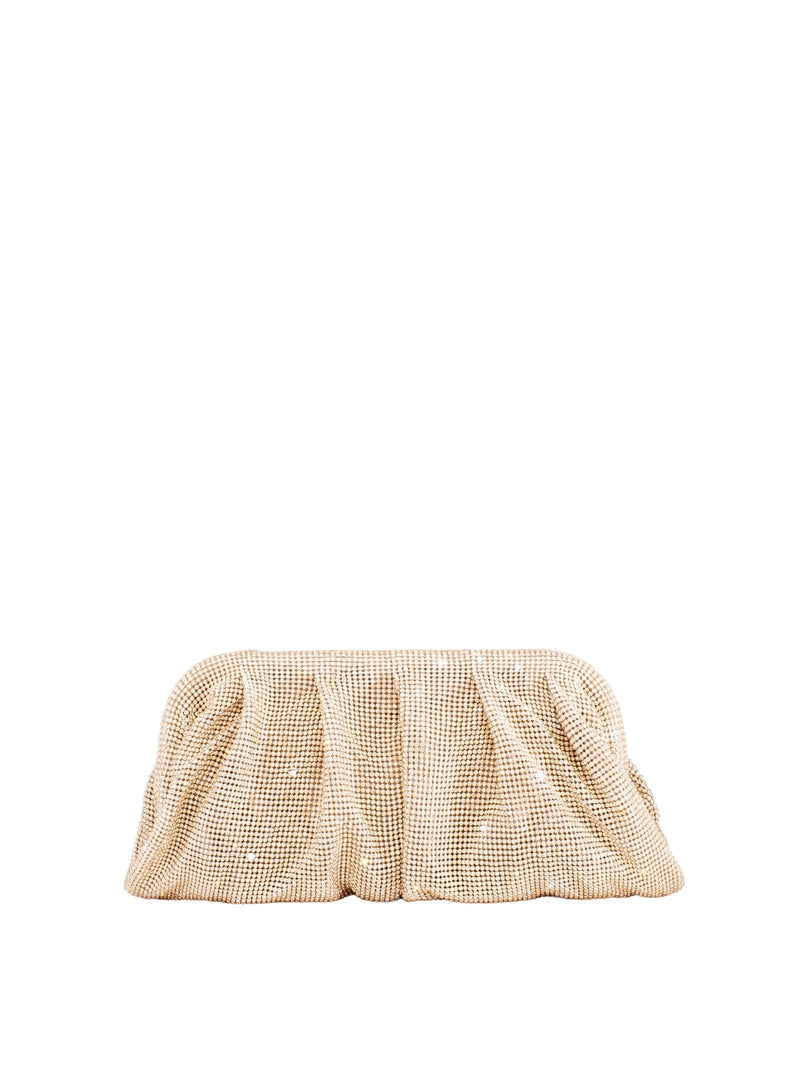 Benedetta Bruzziches Crystal-Embellished Mesh Clutch — Gold Aluminium Mesh; Crystals