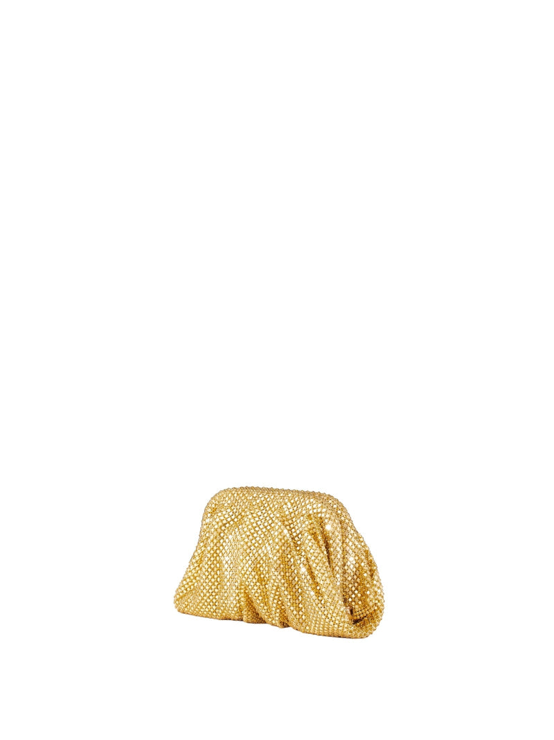Benedetta Bruzziches Crystal-Embellished Mesh Clutch — Gold
