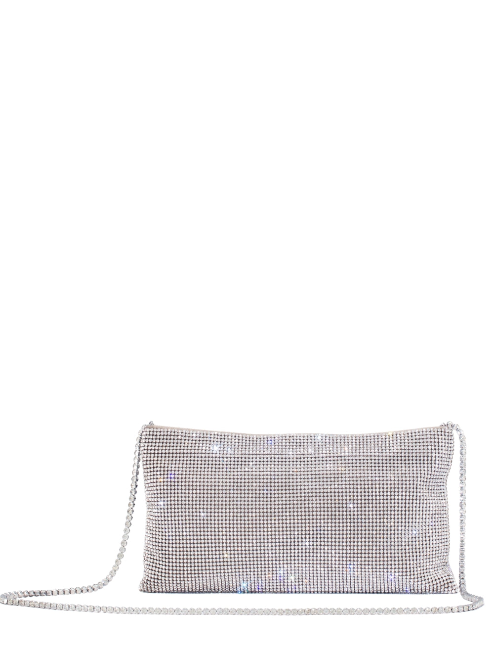Benedetta Bruzziches Crystal-Embellished Brass Mesh Clutch — Silver