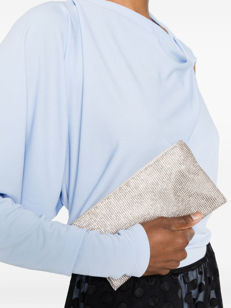 Benedetta Bruzziches Crystal-Embellished Brass Mesh Clutch — Silver