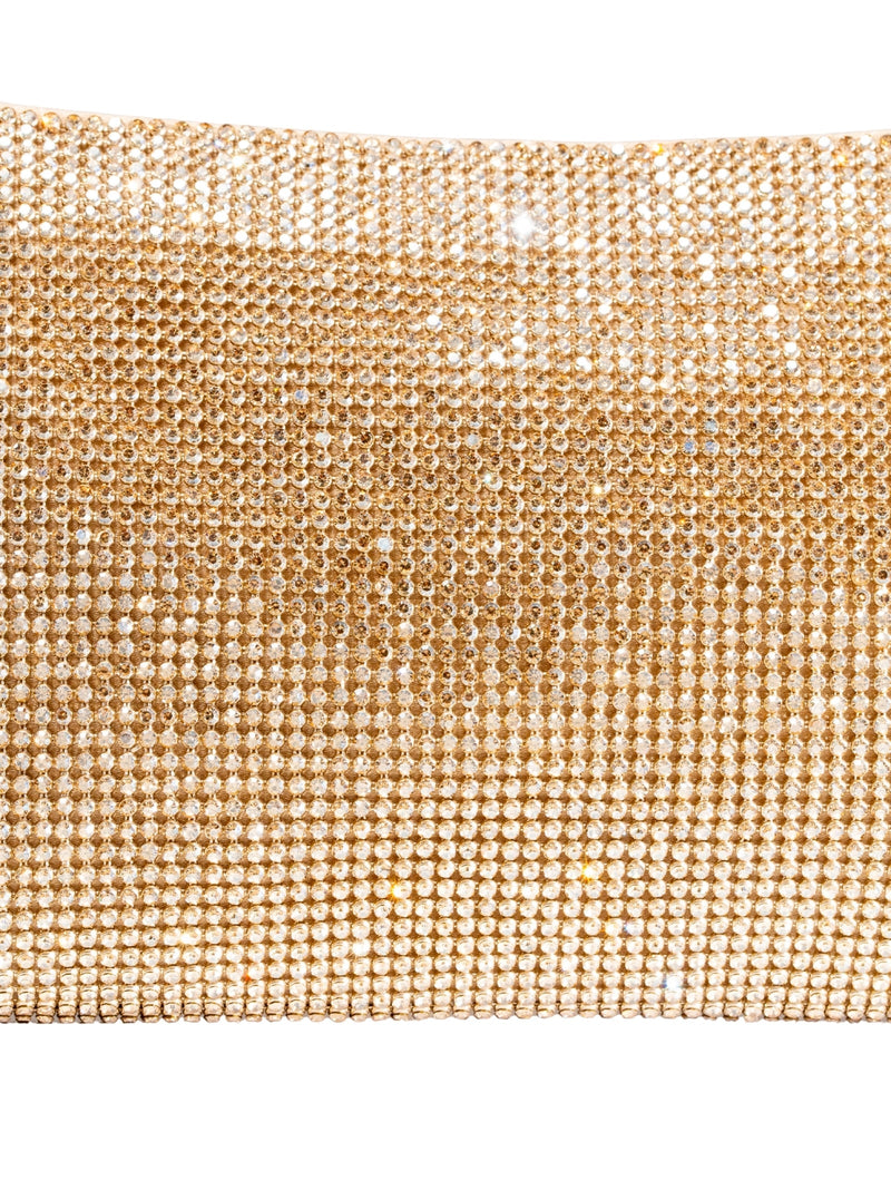 Benedetta Bruzziches Crystal-Embellished Aluminium Mesh Clutch — Gold