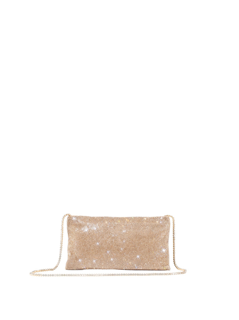 Benedetta Bruzziches Crystal-Embellished Aluminium Mesh Clutch — Gold