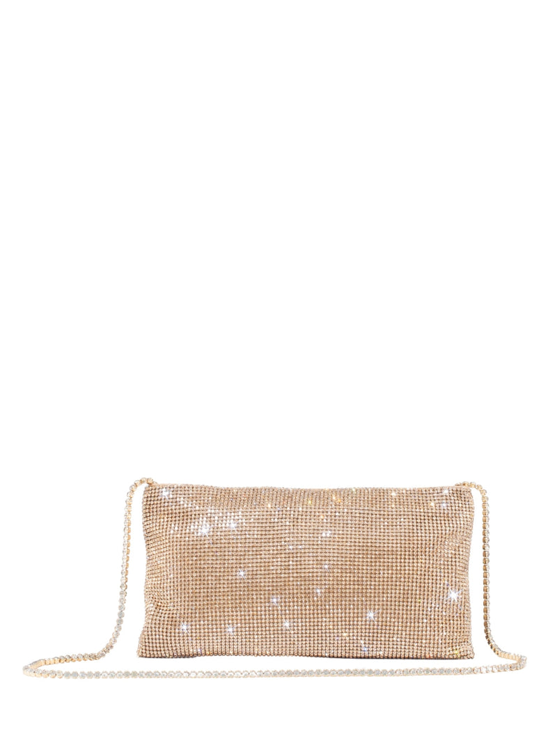 Benedetta Bruzziches Crystal-Embellished Aluminium Mesh Clutch — Gold