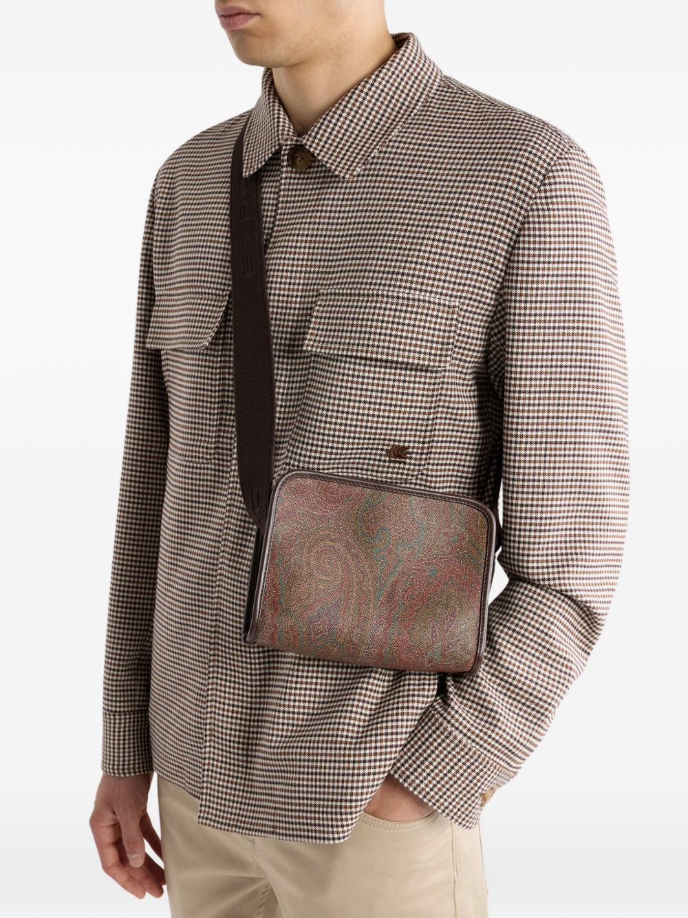 Etro Paisley Jacquard Cotton Shoulder Bag — Brown