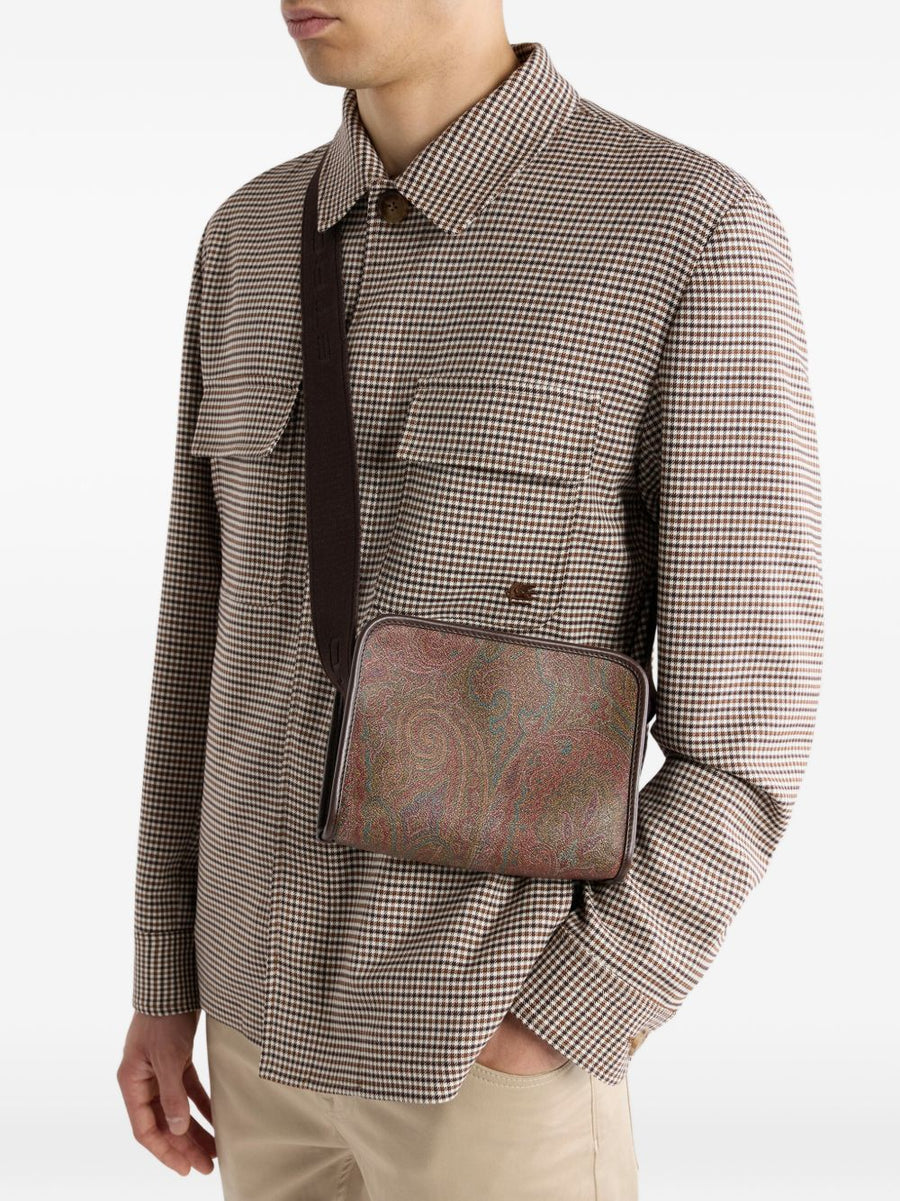 Etro Paisley Jacquard Cotton Shoulder Bag — Brown