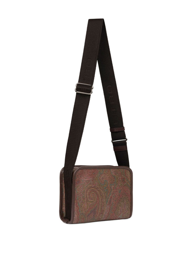 Etro Paisley Jacquard Cotton Shoulder Bag — Brown