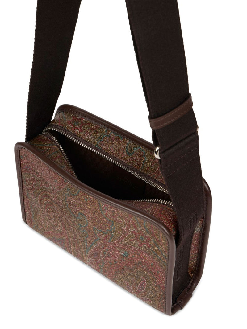 Etro Paisley Jacquard Cotton Shoulder Bag — Brown