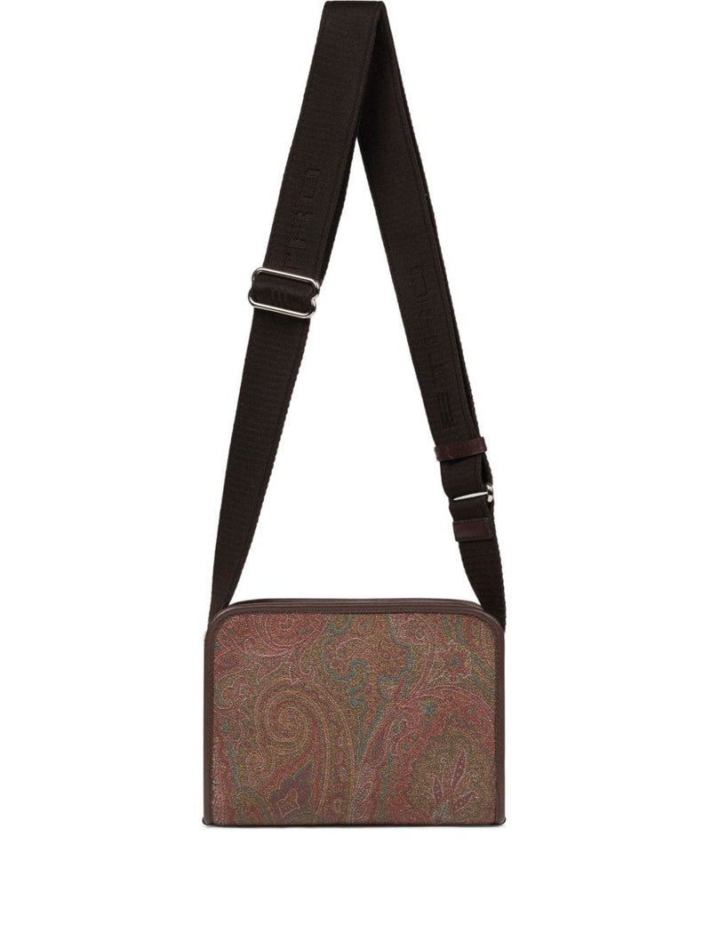 Etro Paisley Jacquard Cotton Shoulder Bag — Brown