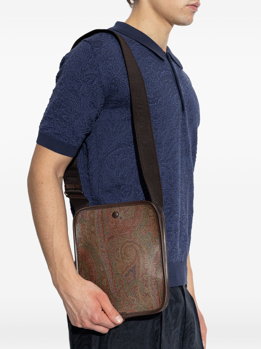 Etro Paisley Jacquard Shoulder Bag — Brown