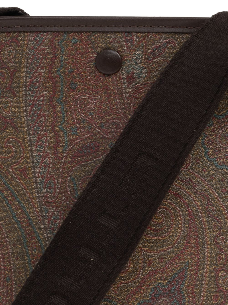 Etro Paisley Jacquard Shoulder Bag — Brown