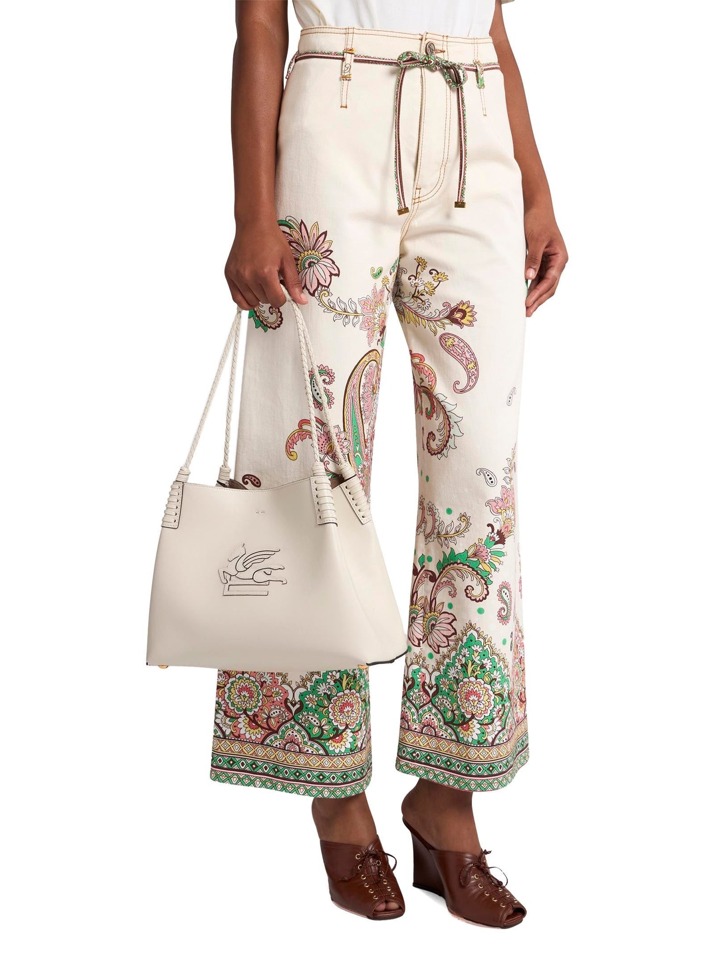 Etro Libra Shoulder Bag — White Calf Leather