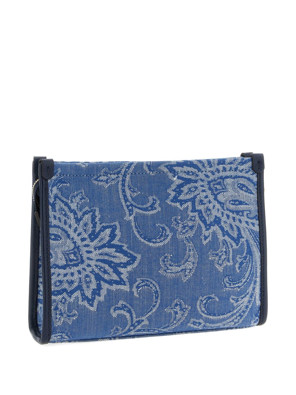 Etro Jacquard Paisley Clutch — Blue Cotton