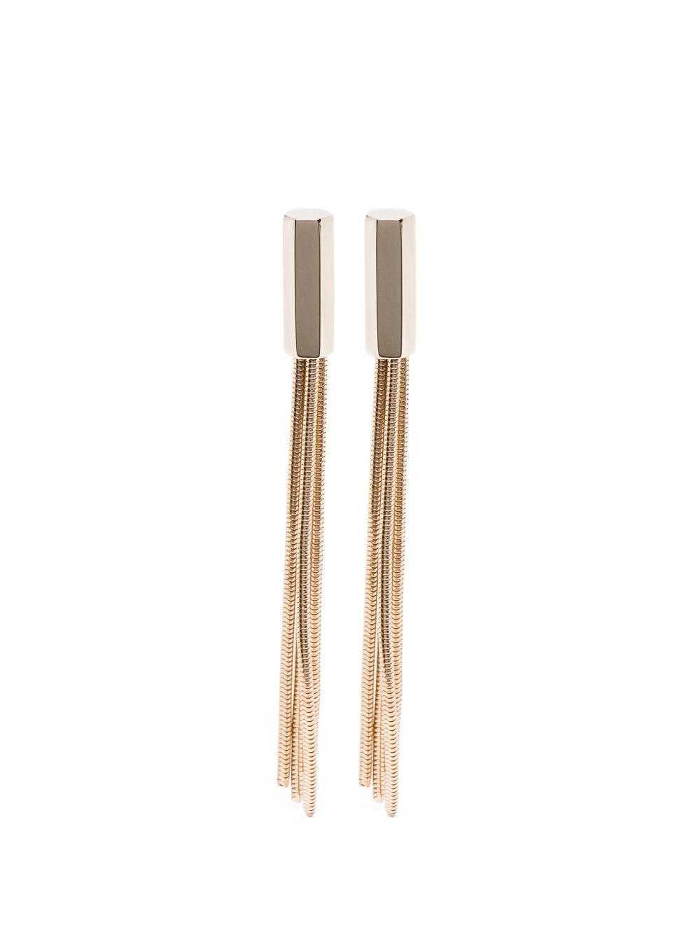 Tom Ford Gold Fringe Chain Drop Earrings — Brass