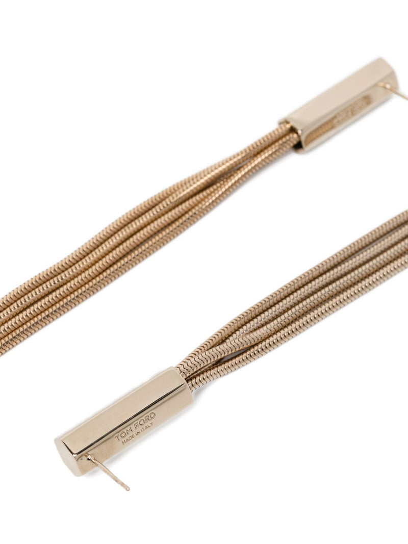 Tom Ford Gold Fringe Chain Drop Earrings — Brass