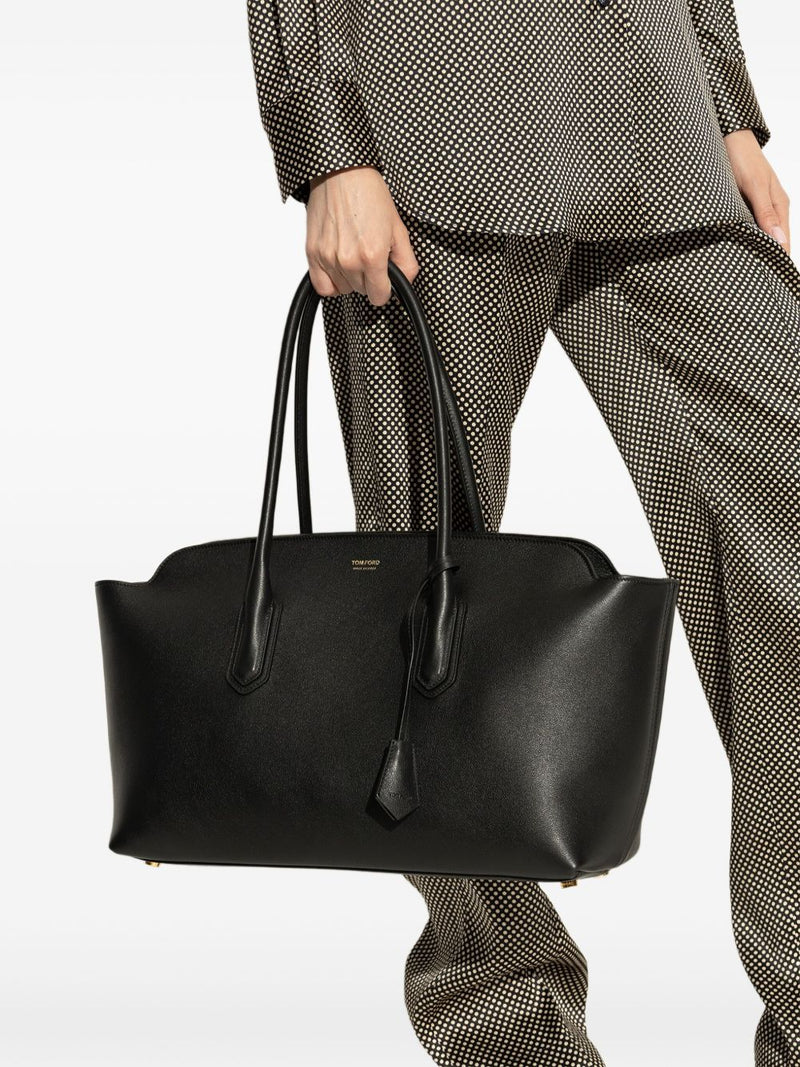 Tom Ford Alexander Large Shoulder Bag — Black Calfskin