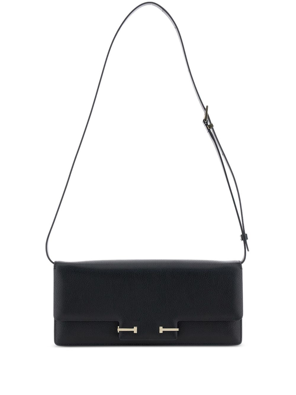 Tom Ford Foldover Goat Leather Shoulder Bag — Black