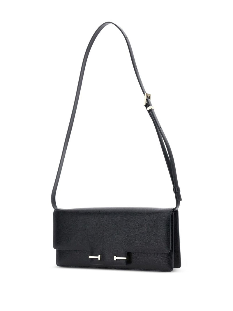 Tom Ford Foldover Goat Leather Shoulder Bag — Black