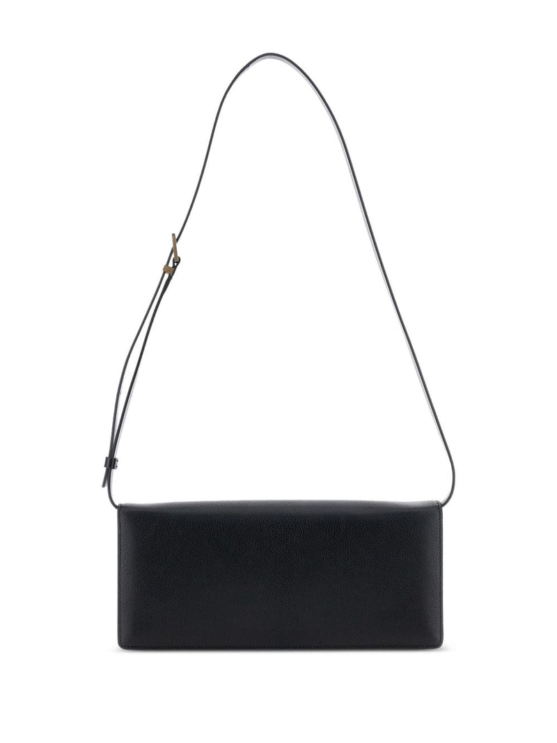 Tom Ford Foldover Goat Leather Shoulder Bag — Black