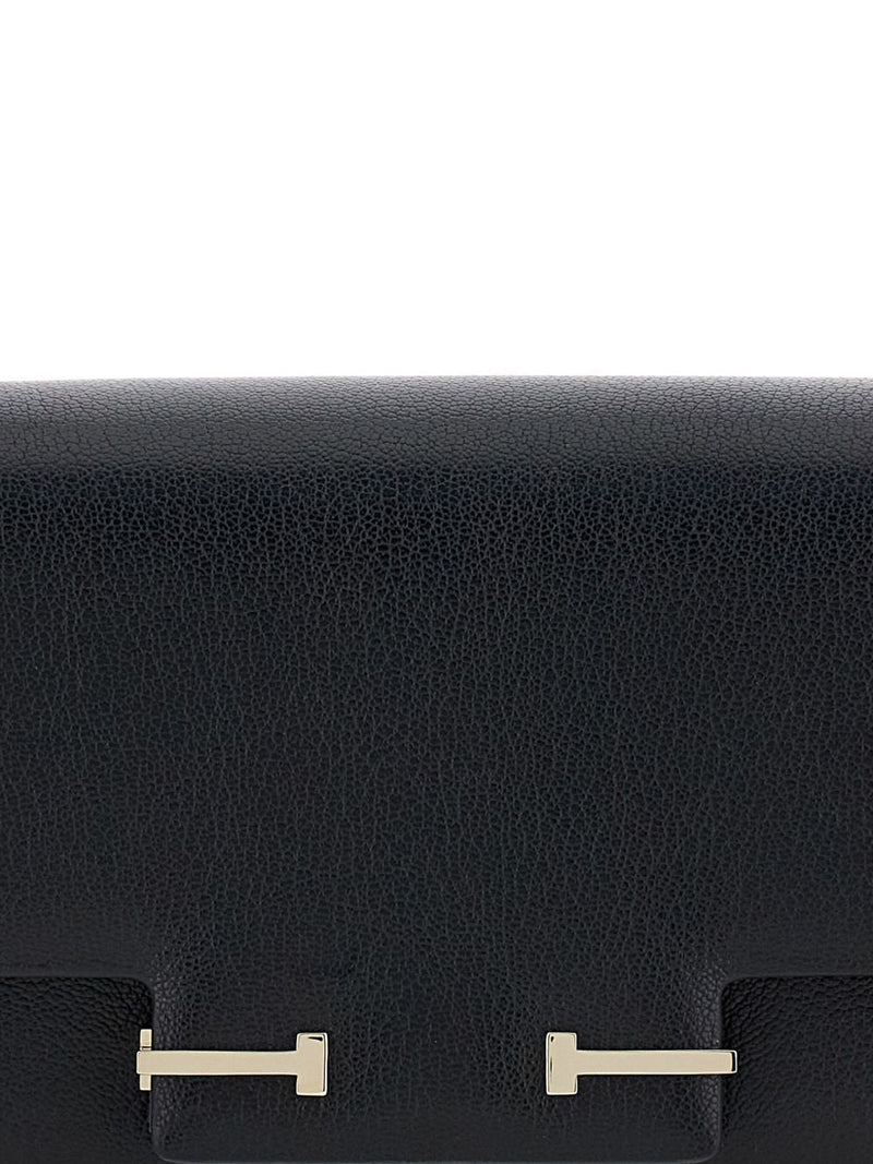 Tom Ford Foldover Goat Leather Shoulder Bag — Black