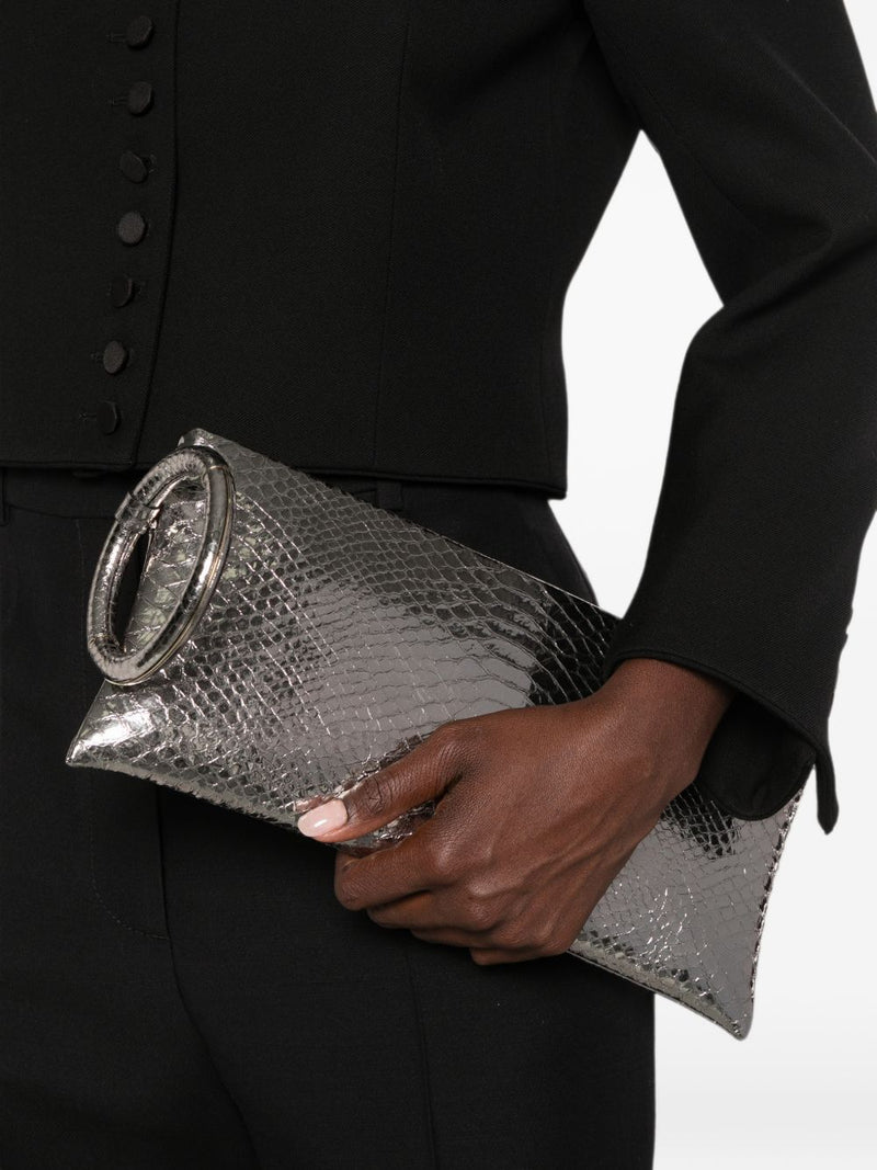 Tom Ford Aura Clutch — Silver Calfskin Leather