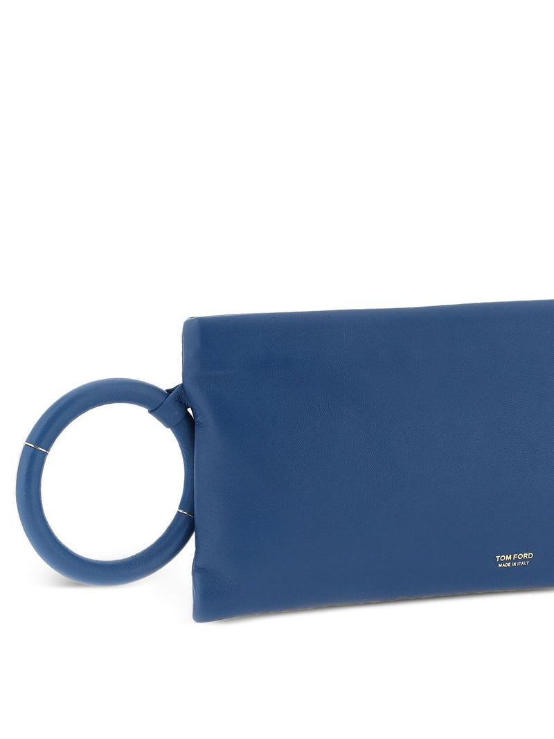 Tom Ford Sheepskin Wrist Loop Clutch — Blue