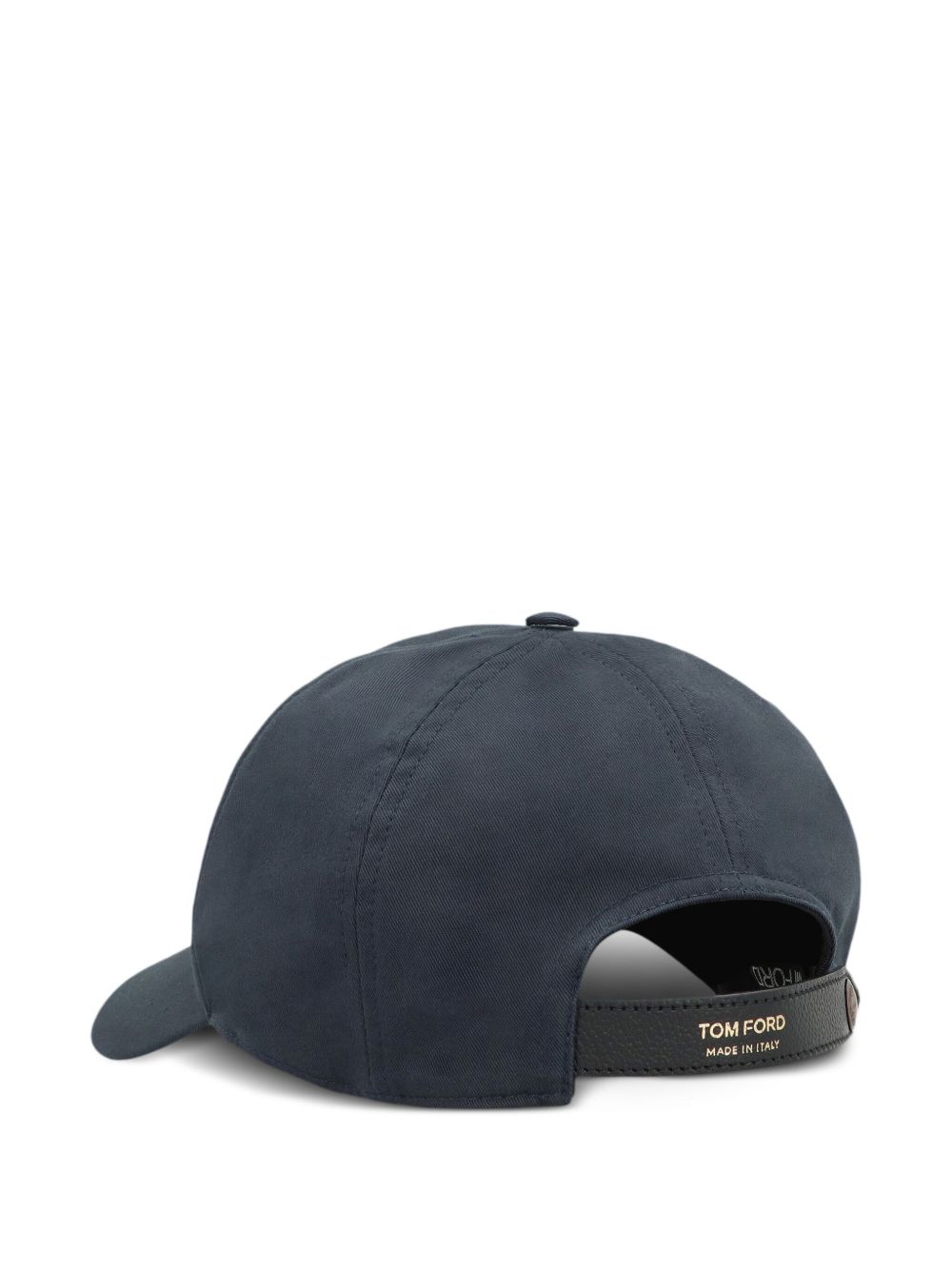 Tom Ford Mh004tcn057g Cotton With Leather Strap Baseball Cap — Blue Caps