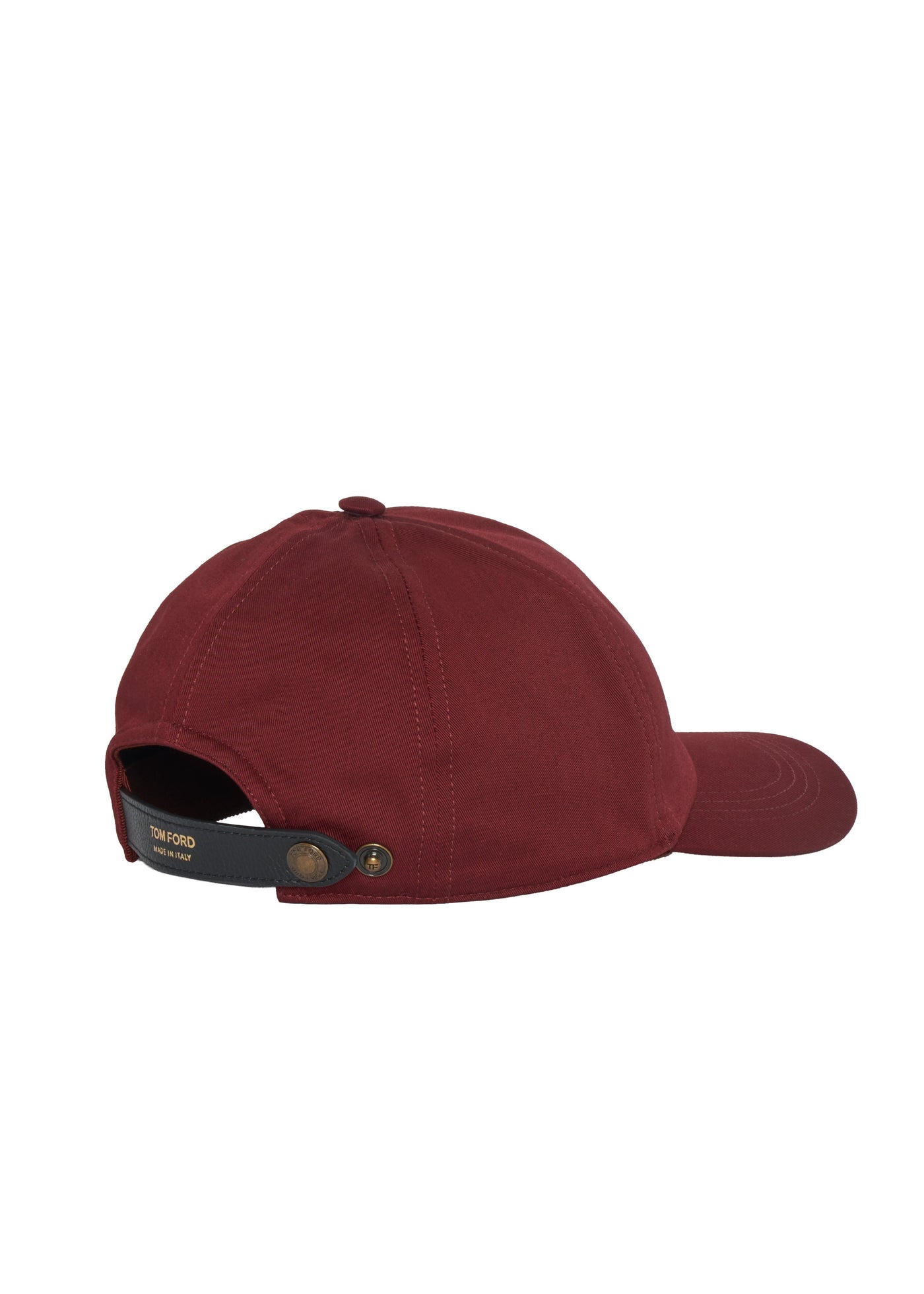 Tom Ford Mh004tcn057g Calf-Leather Strap Baseball Cap — Burgundy Cotton Caps