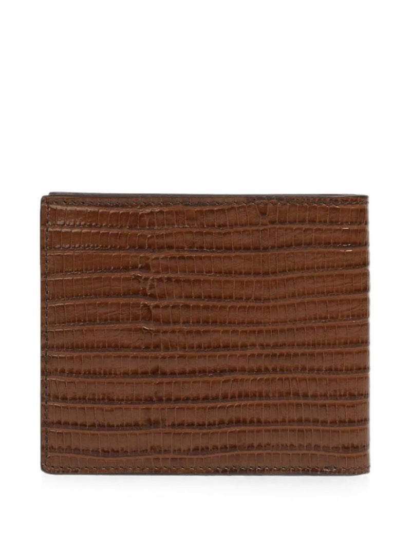Tom Ford Lizard-Effect Calfskin Wallet — Brown