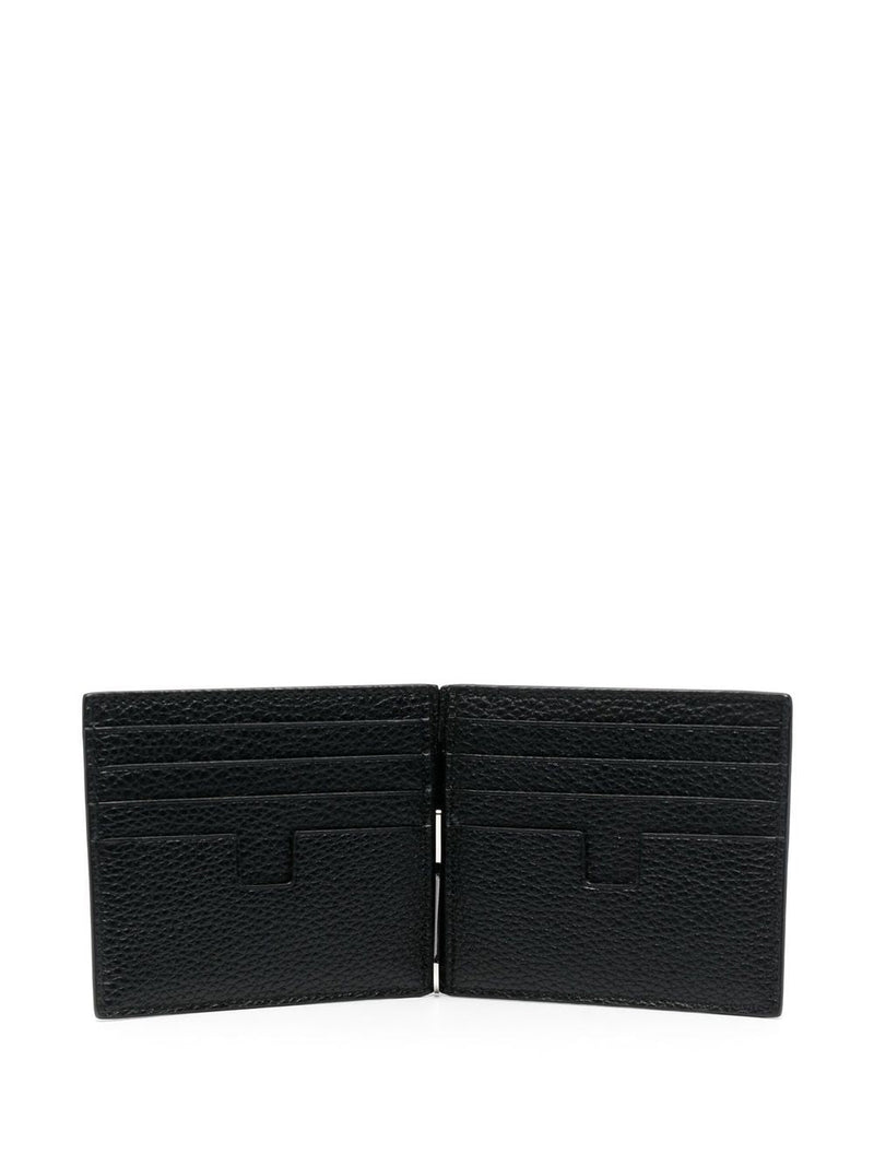 Tom Ford Bifold Calfskin With Money Clip Wallet — Black Calfskin; Lining: Goatskin & Cardholders