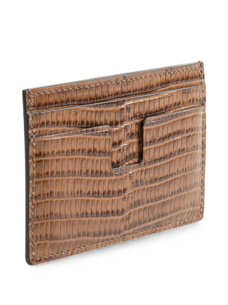 Tom Ford T Line Card Case — Brown Calf Leather Wallet