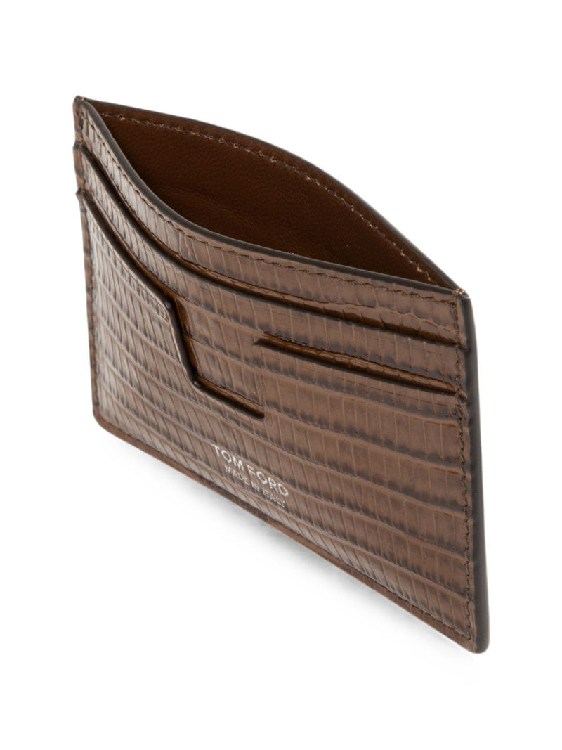 Tom Ford T Line Card Case — Brown Calf Leather Wallet