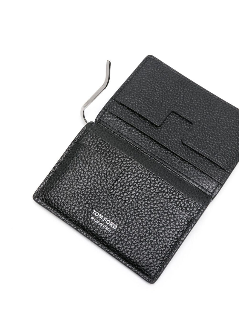 Tom Ford Hammered Grained Calfskin Card Holder — Black Leather Wallets & Cardholders