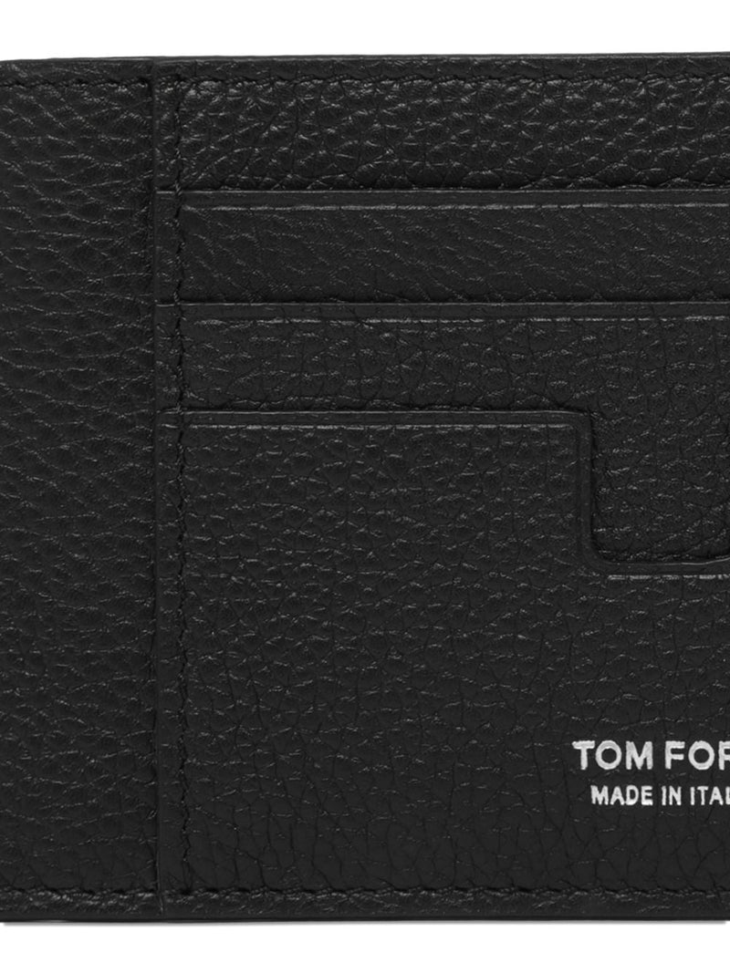 Tom Ford Hammered Calfskin Card Case — Black Wallets & Cardholders