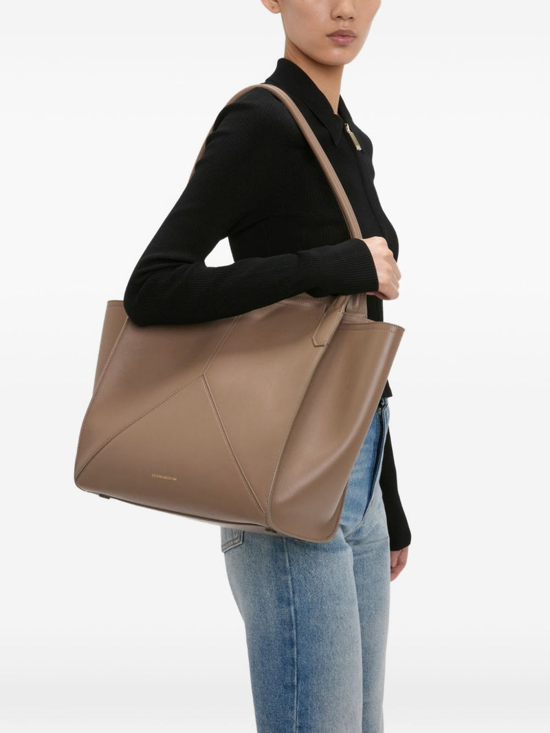 Victoria Beckham Calf Leather Tote Bag — Gray