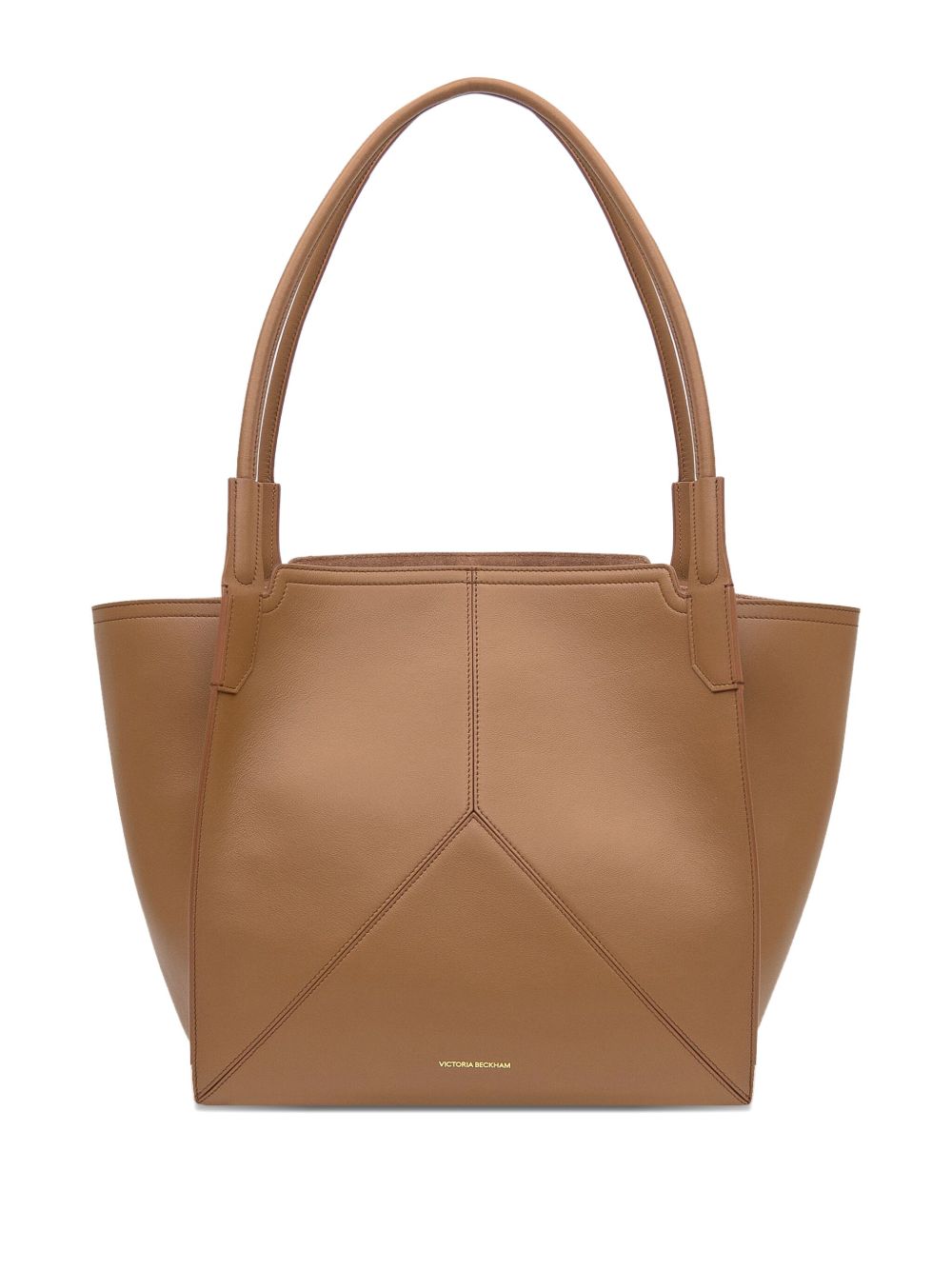 Victoria Beckham Structured Calf Leather Tote Bag — Beige