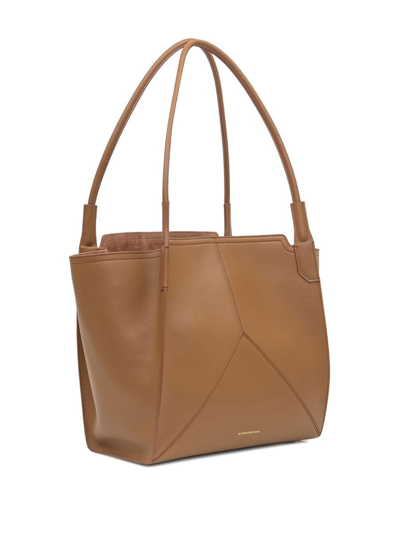 Victoria Beckham Structured Calf Leather Tote Bag — Beige