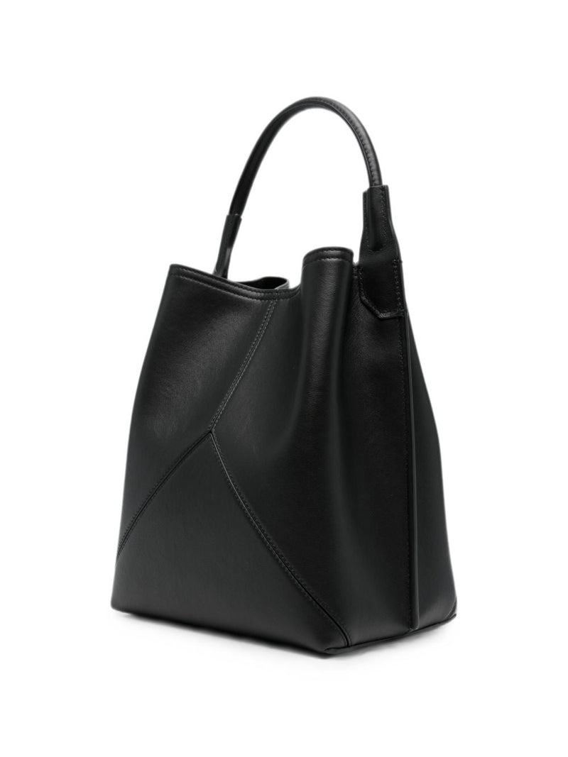 Victoria Beckham Pleated Leather Shoulder Bag — Black