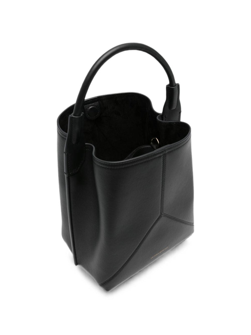 Victoria Beckham Pleated Leather Shoulder Bag — Black