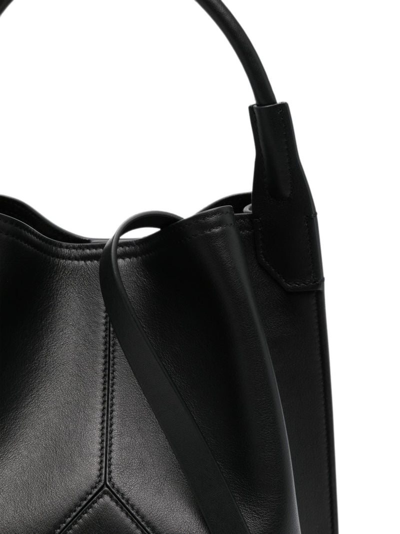 Victoria Beckham Pleated Leather Shoulder Bag — Black