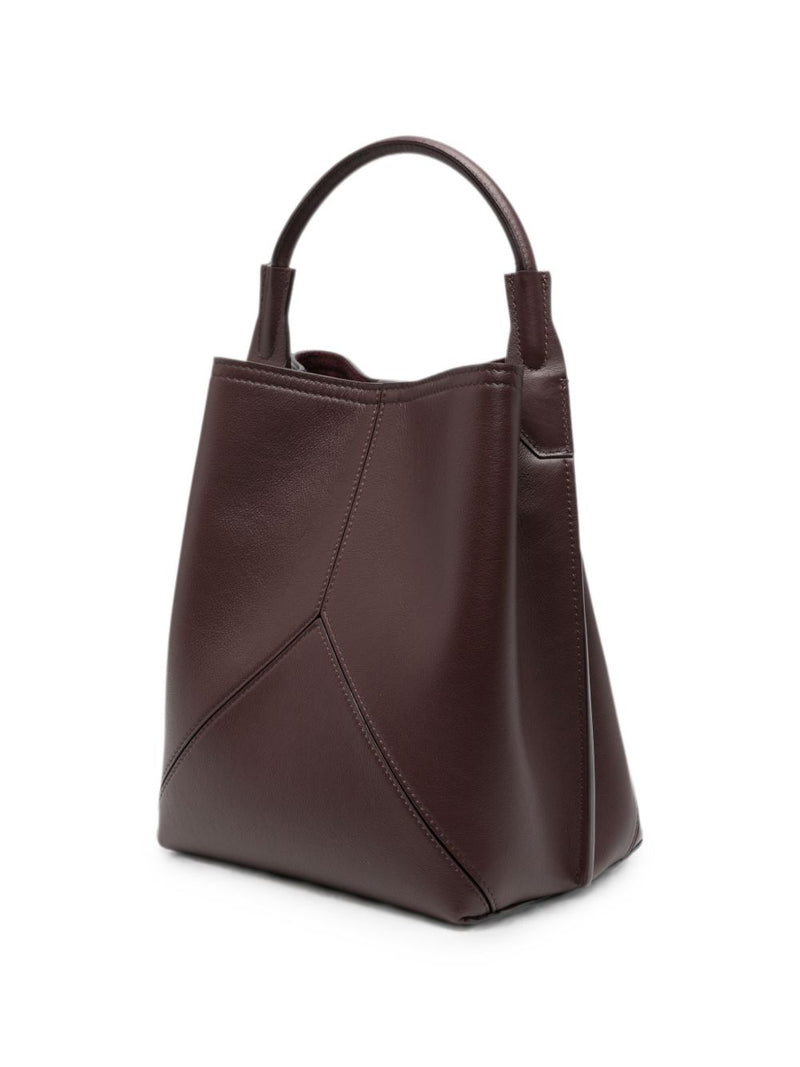 Victoria Beckham Pleated Leather Top Handle Bag — Burgundy