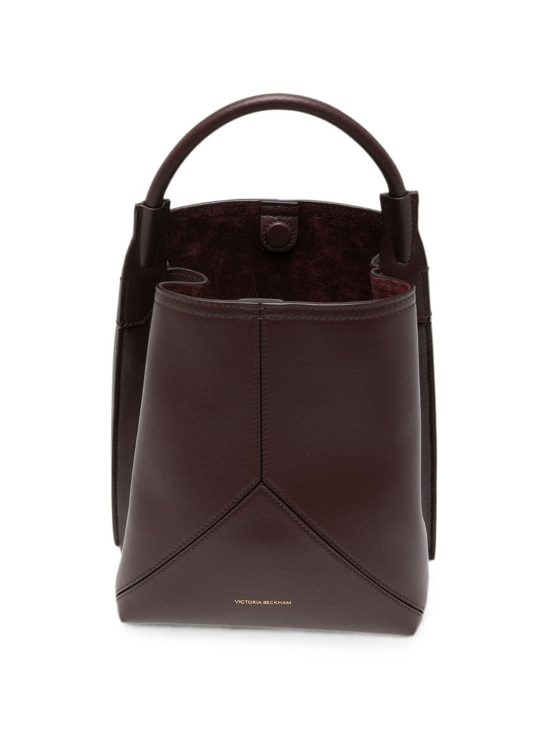 Victoria Beckham Pleated Leather Top Handle Bag — Burgundy