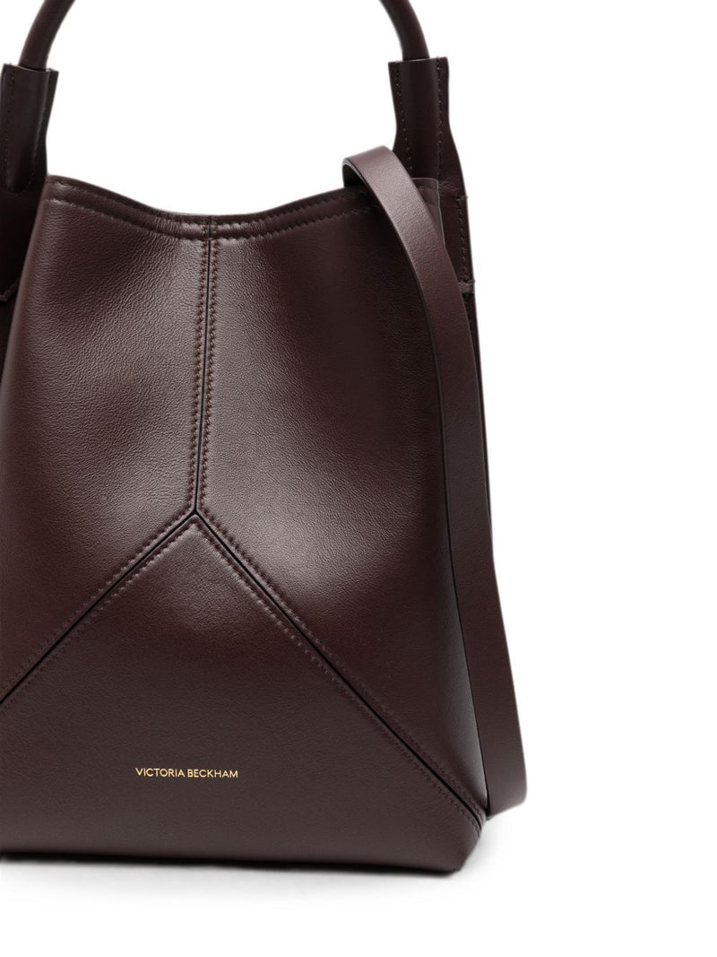 Victoria Beckham Pleated Leather Top Handle Bag — Burgundy