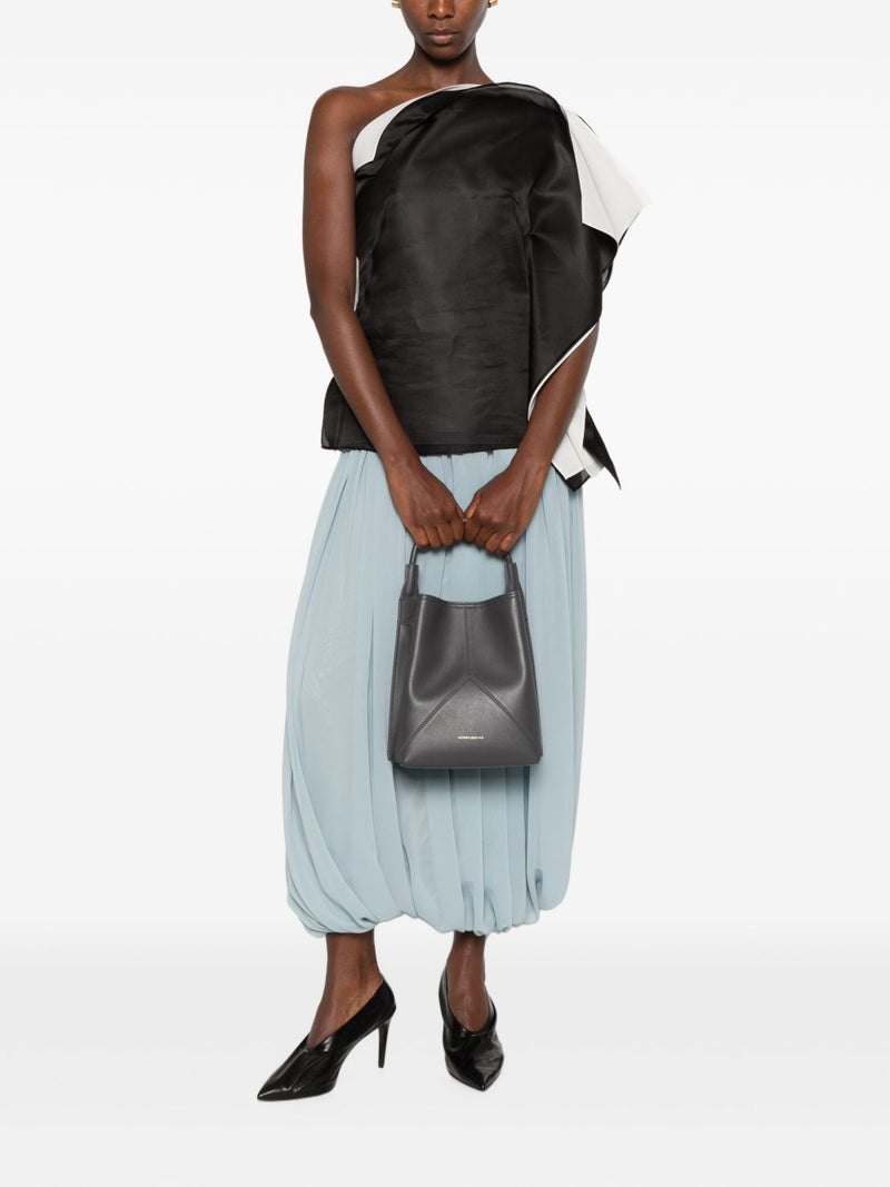 Victoria Beckham Pleated Leather Shoulder Bag — Gray