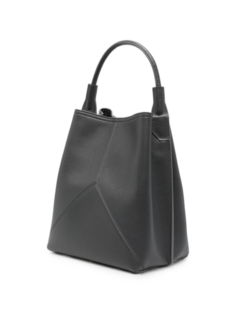 Victoria Beckham Pleated Leather Shoulder Bag — Gray