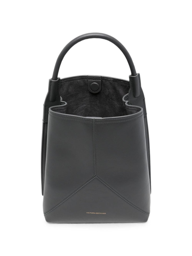 Victoria Beckham Pleated Leather Shoulder Bag — Gray
