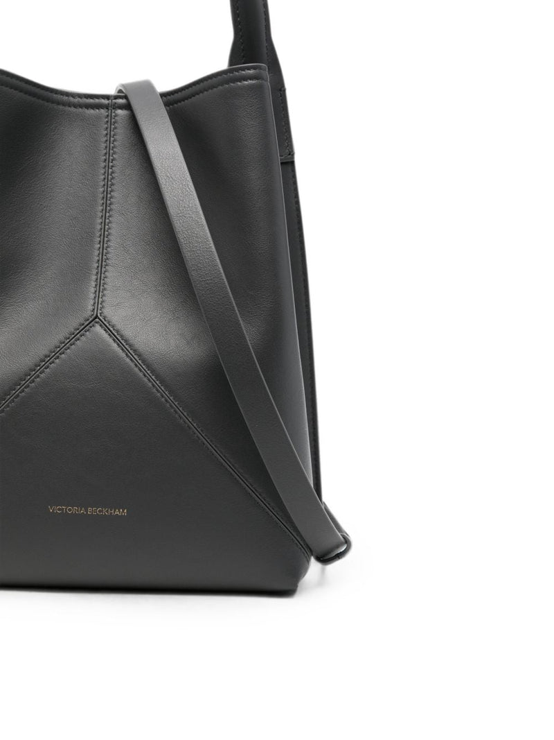 Victoria Beckham Pleated Leather Shoulder Bag — Gray