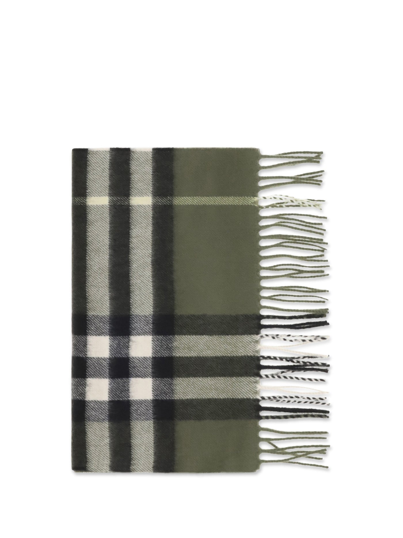 Burberry Check Cashmere Scarf — Green Kashmir/capra Hircus Scarfs