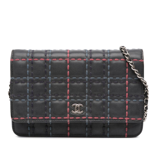 CC Square Stitched Calfskin Wallet on Chain - Image 1